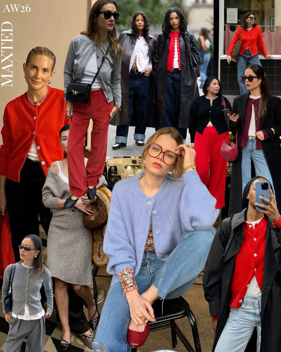 a collage of crew cardigans