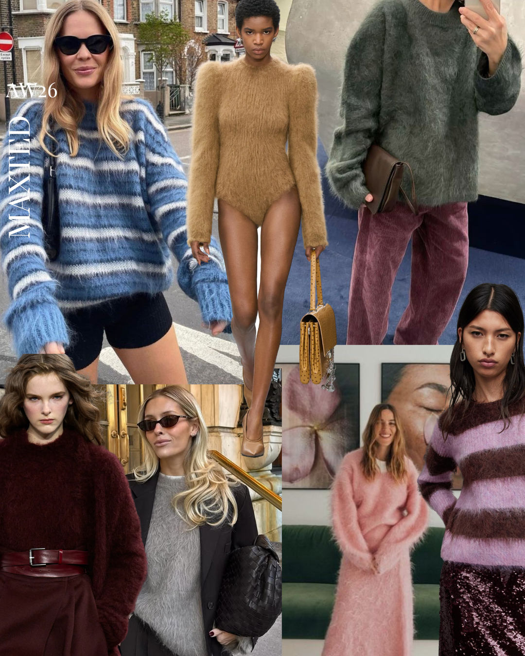 A collage of brushed oversized pullovers