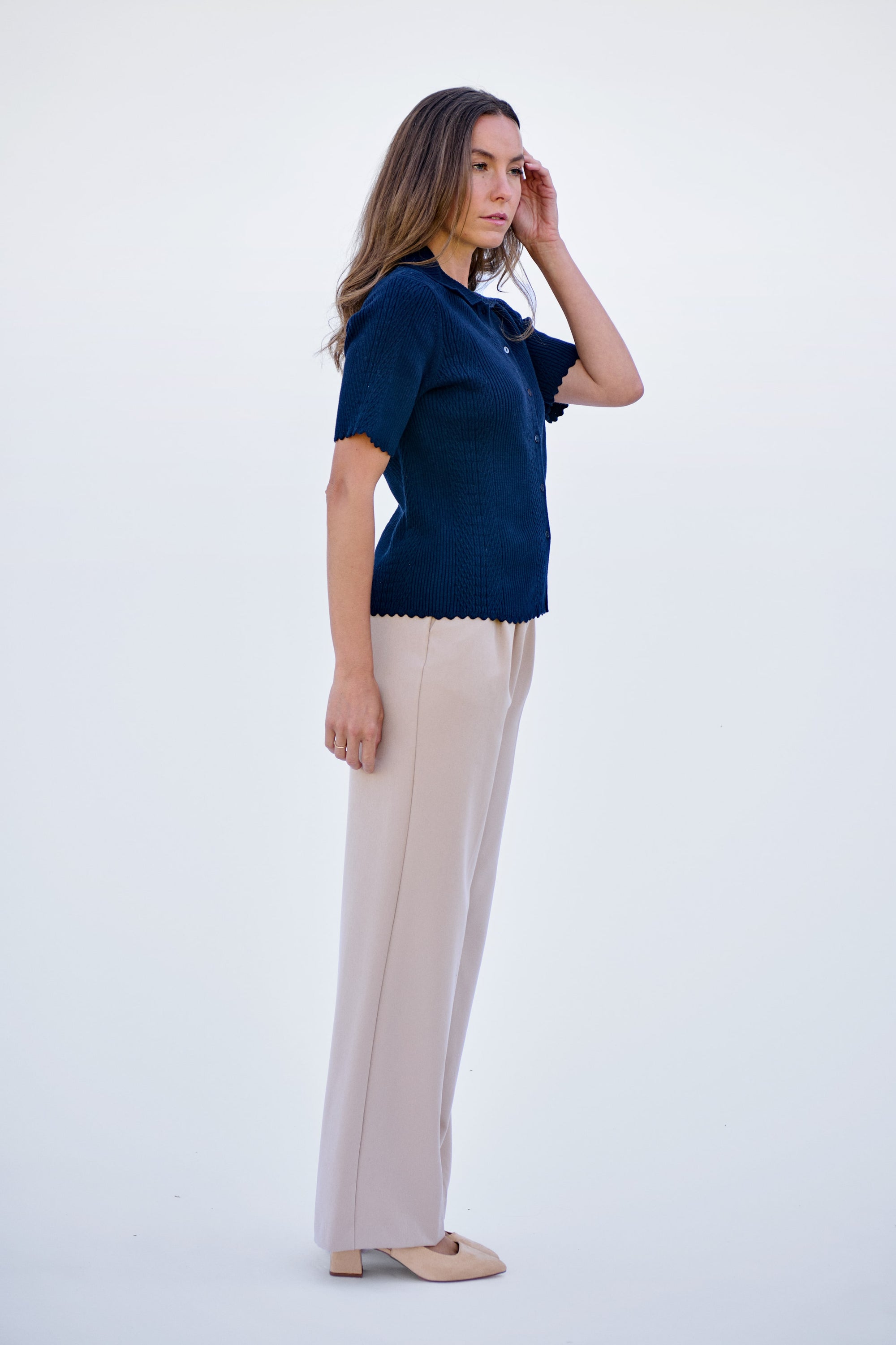 Navy Scallop Shirt