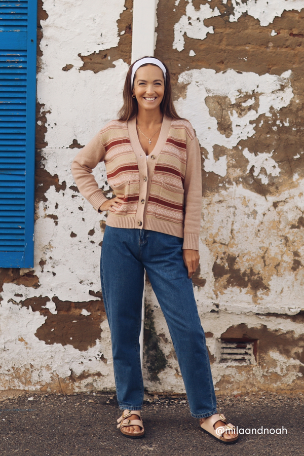 Oat Fairisle Button Down Cardigan
