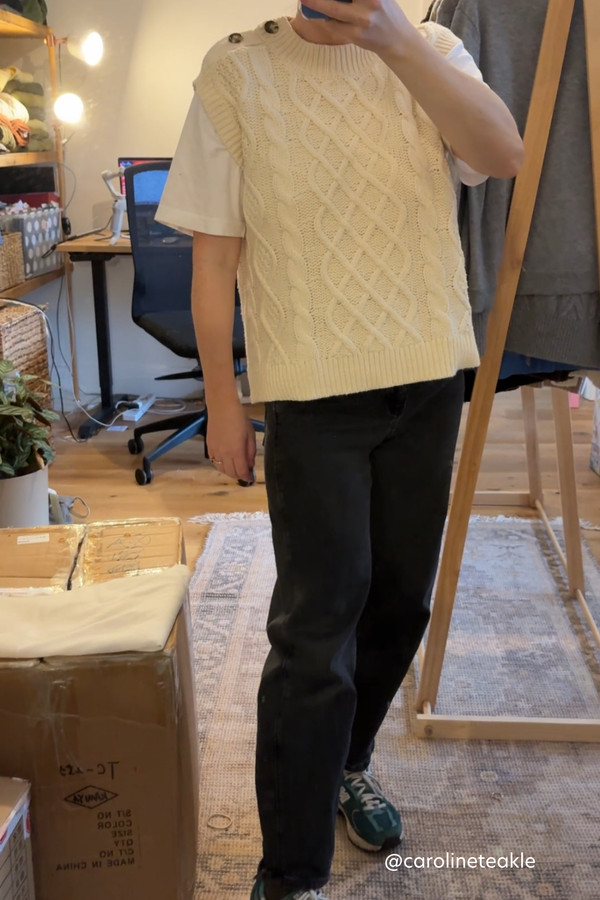 Ivory Cable Button Vest