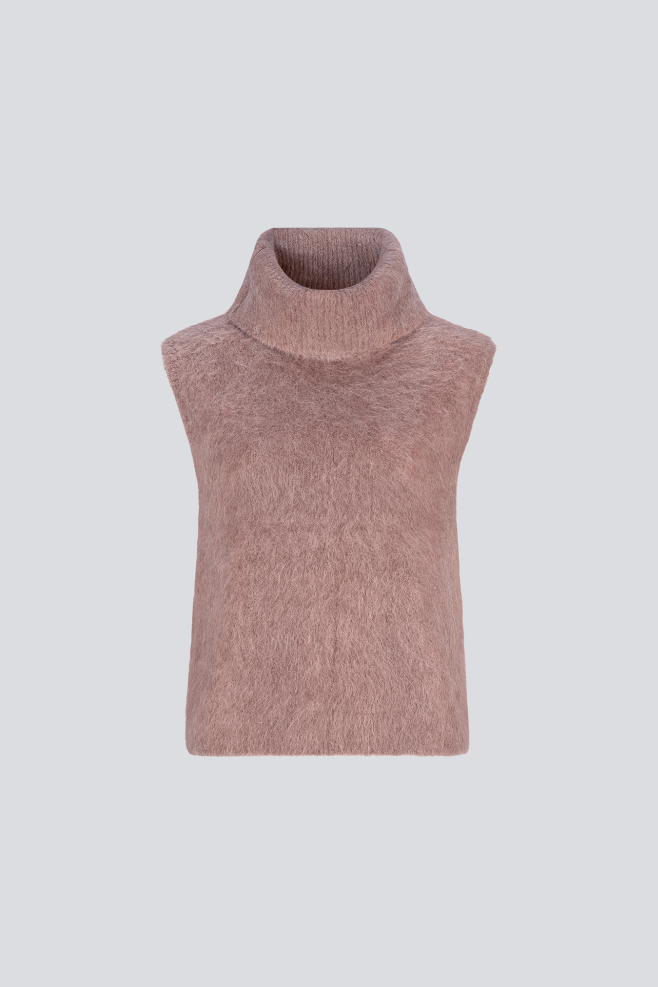 Oat Brushed Sleeveless Roll Neck