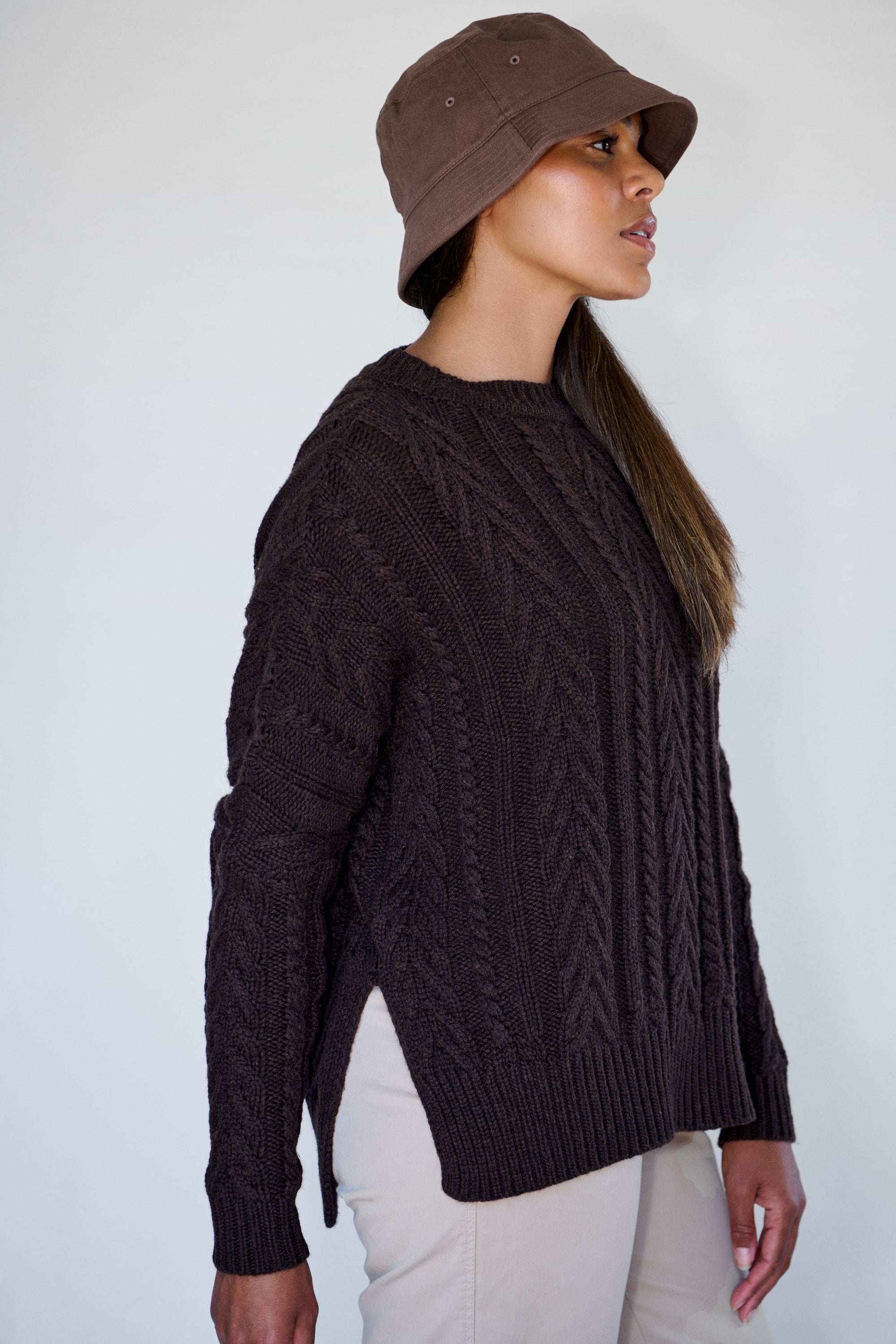 Chocolate Soft Touch Cable Pullover
