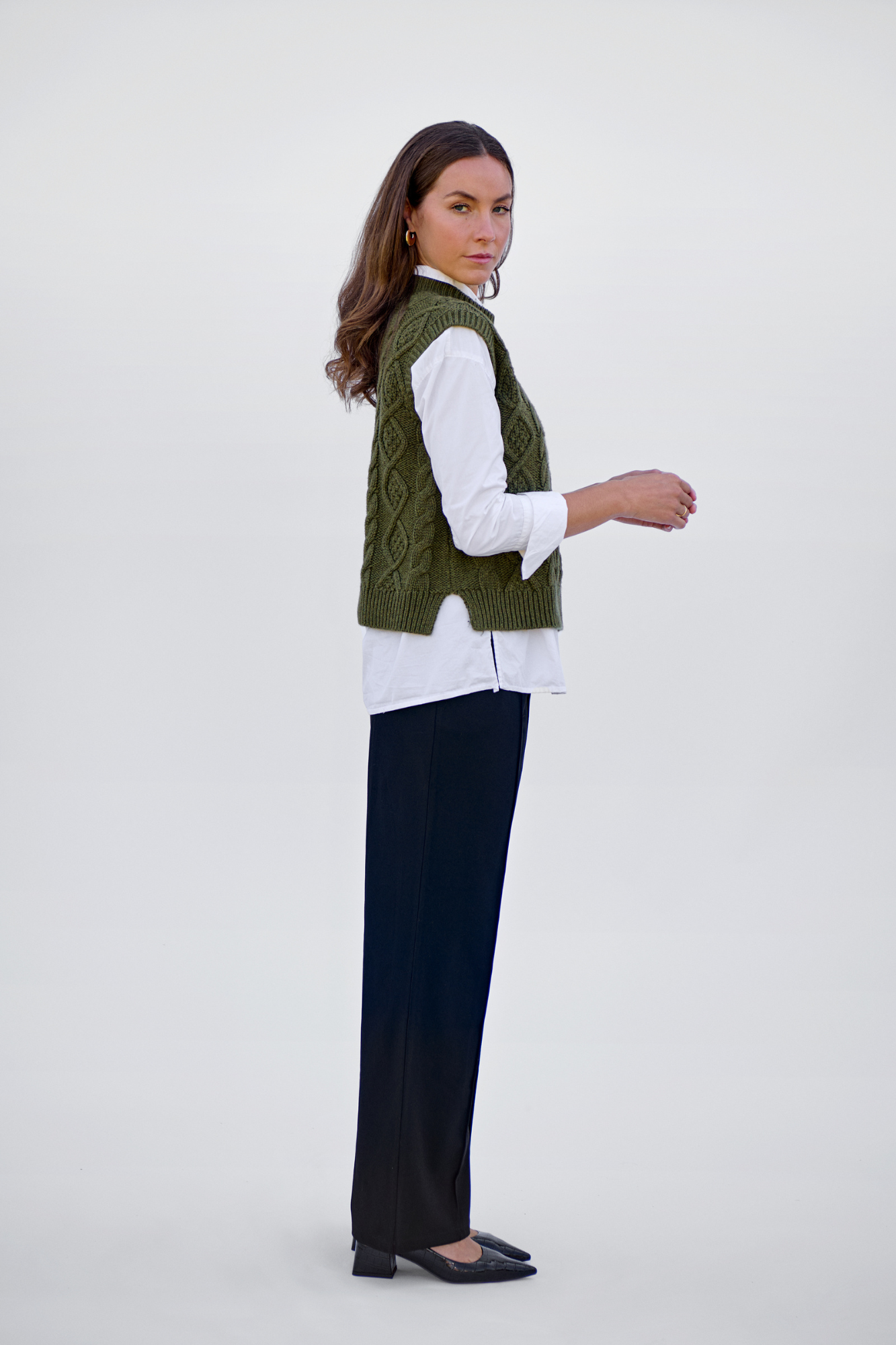 Rural Khaki Cable Button Vest