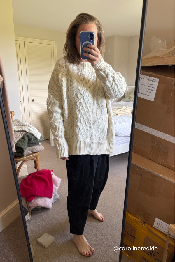 Ivory Patchwork Cable Pullover
