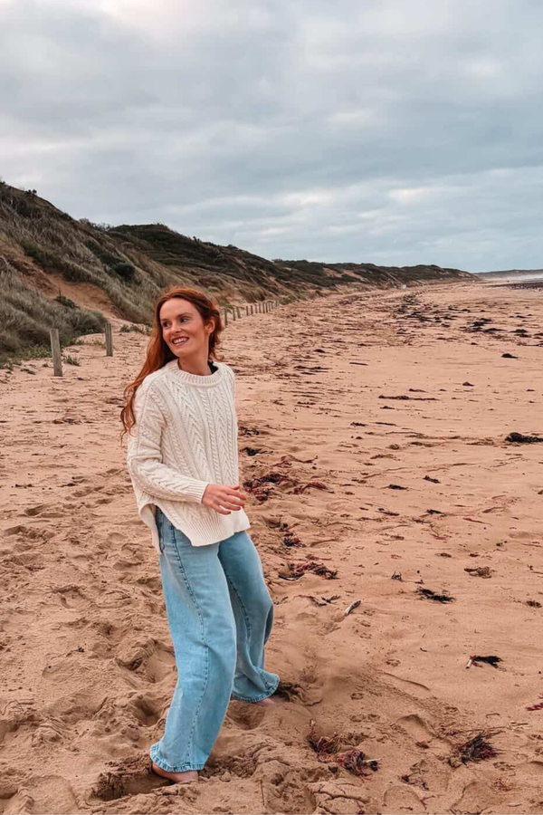 Ivory Soft Touch Cable Pullover