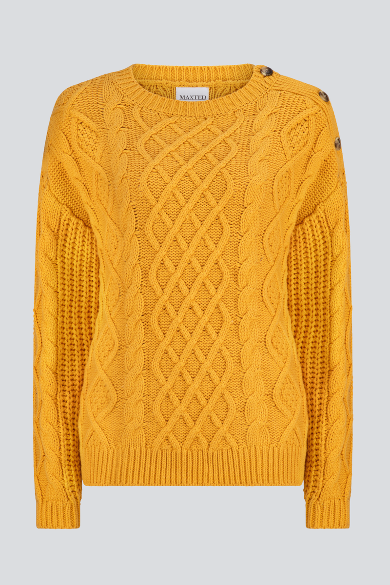 Saffron Cable Button Pullover