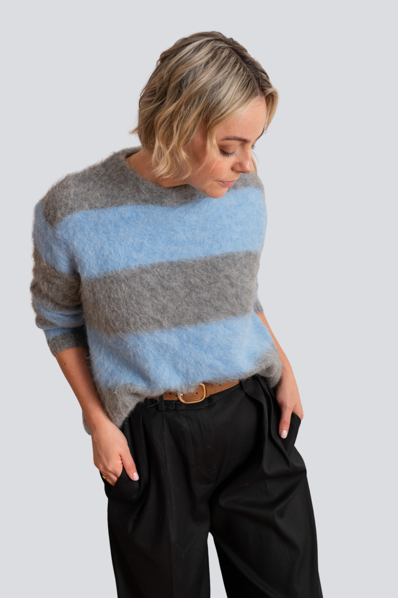 Charcoal/Blue Brushed Oversized pullover