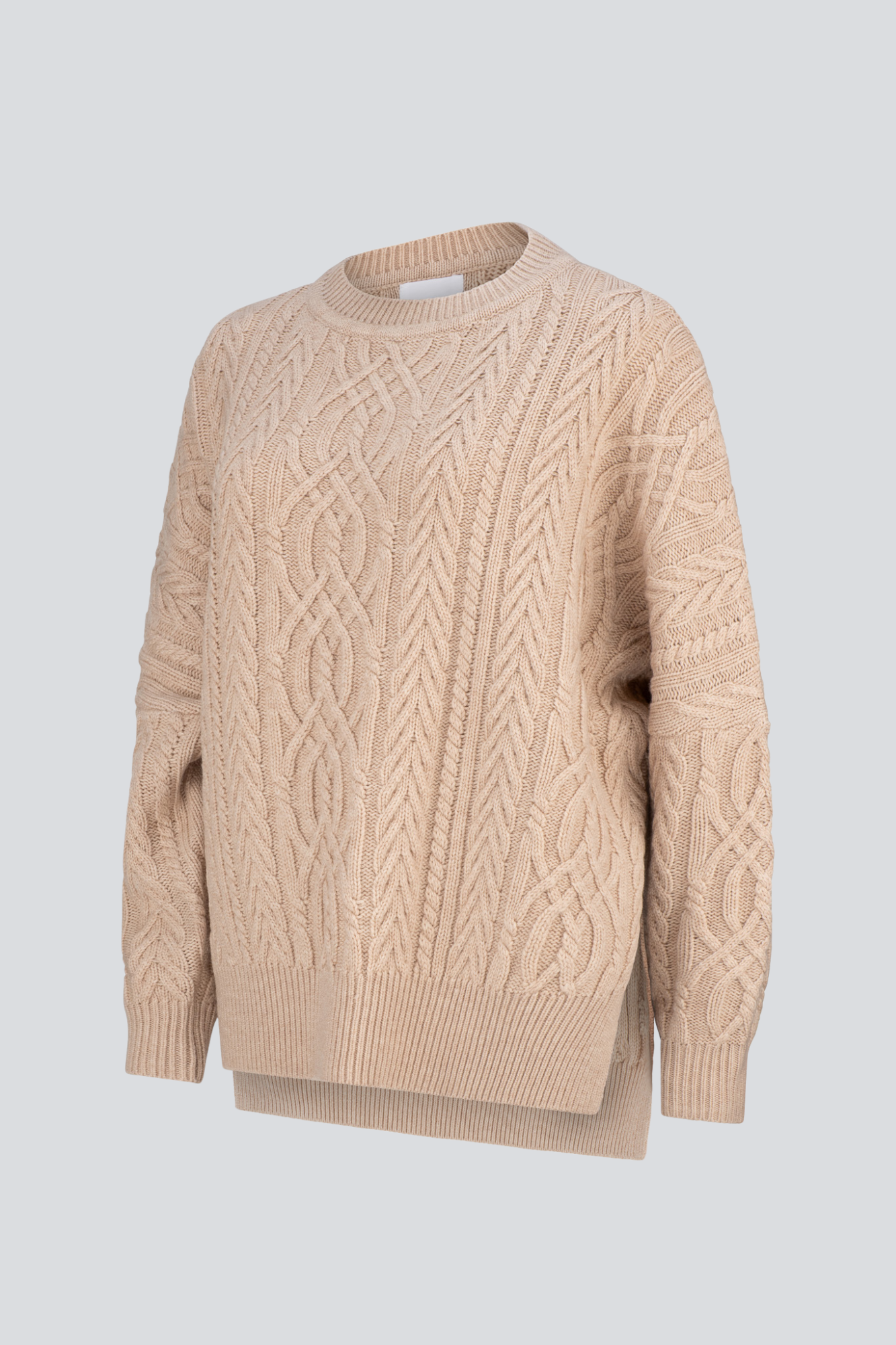Pale Oat Merino Soft Touch Cable Pullover
