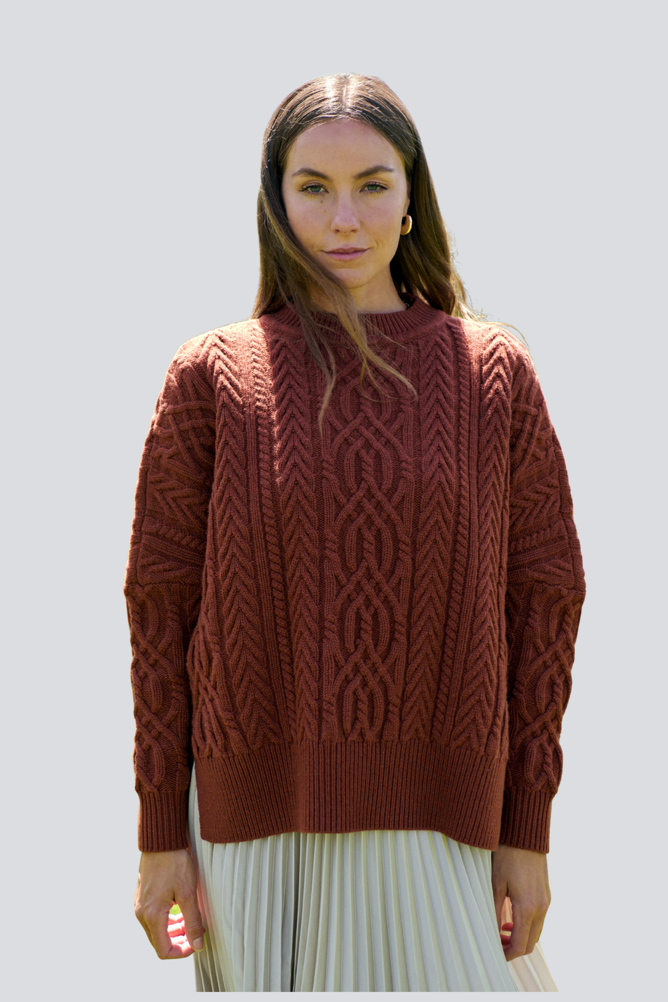 Merino Rust Soft Touch Cable Pullover