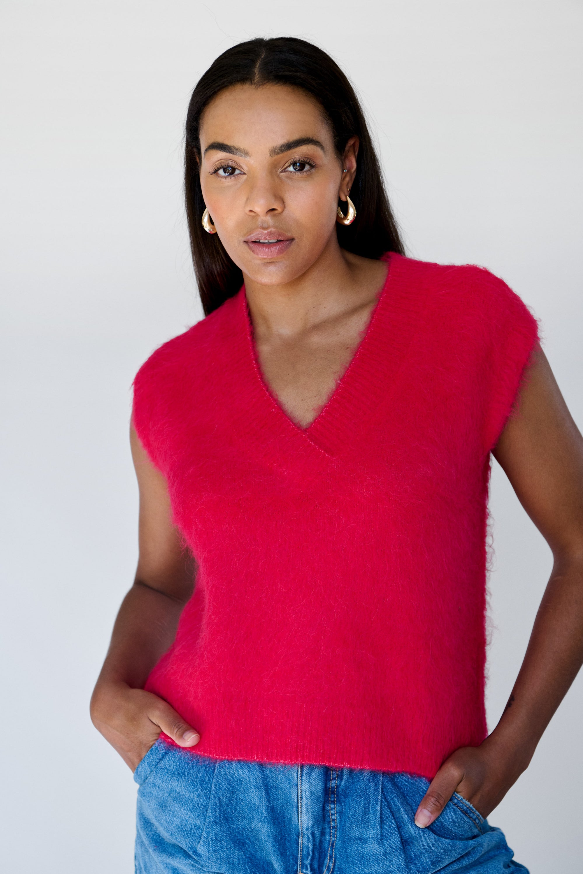 Red Brushed Vest