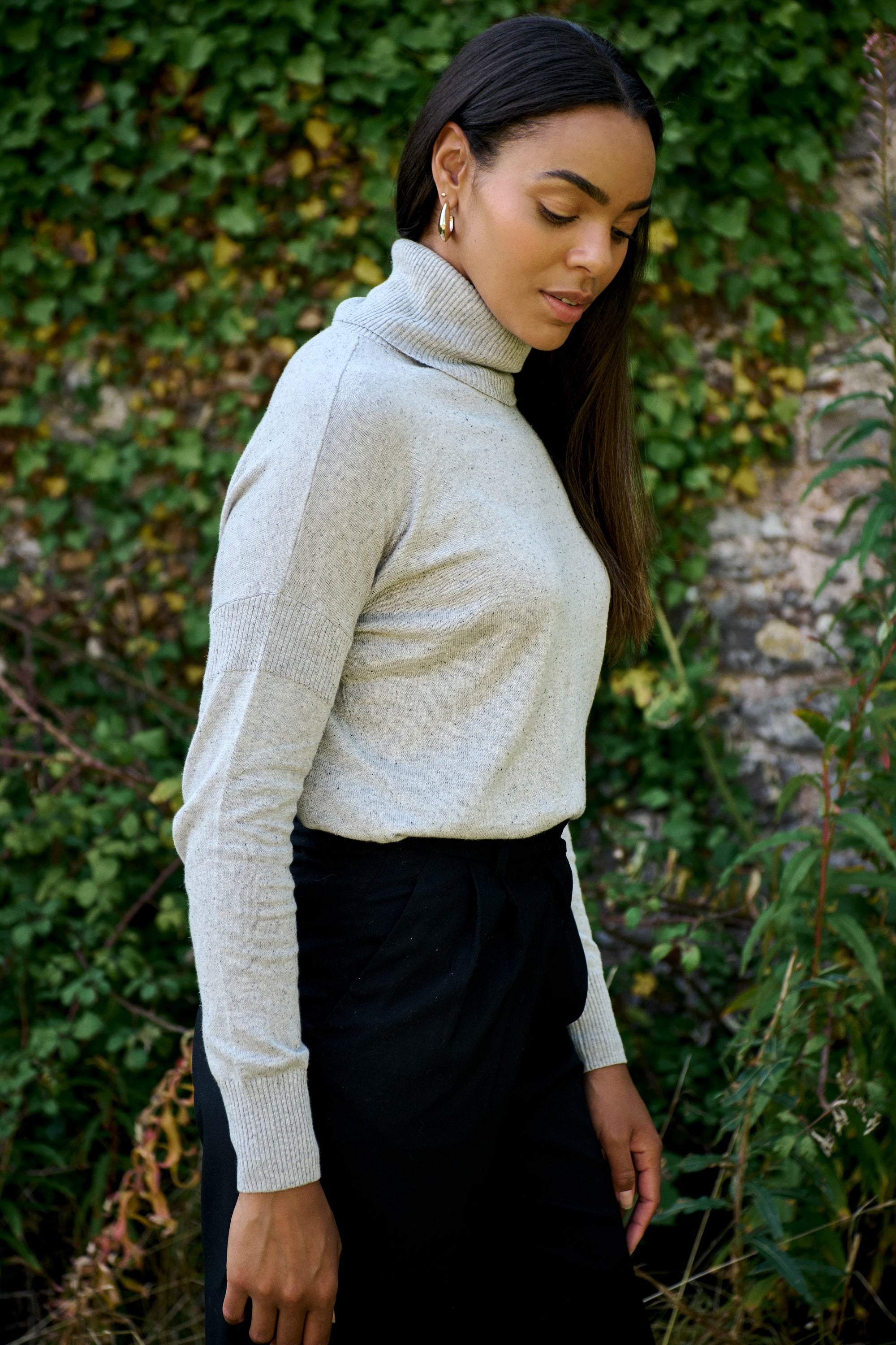 Light Grey Nep Jack Fine Roll neck