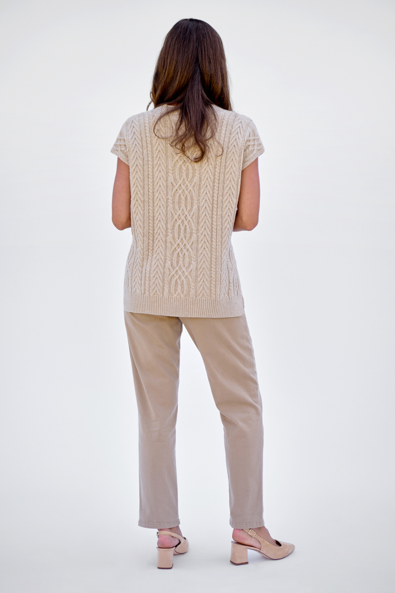 Pale Oat Merino Cable Vest