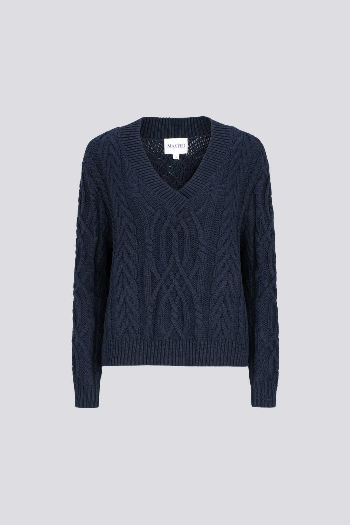 Navy V- Neck Cable