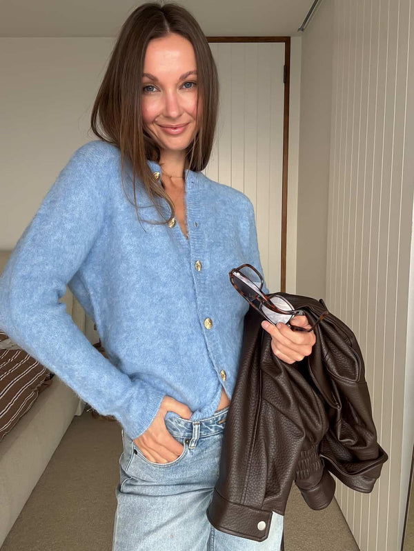 Blue Brushed Cardigan