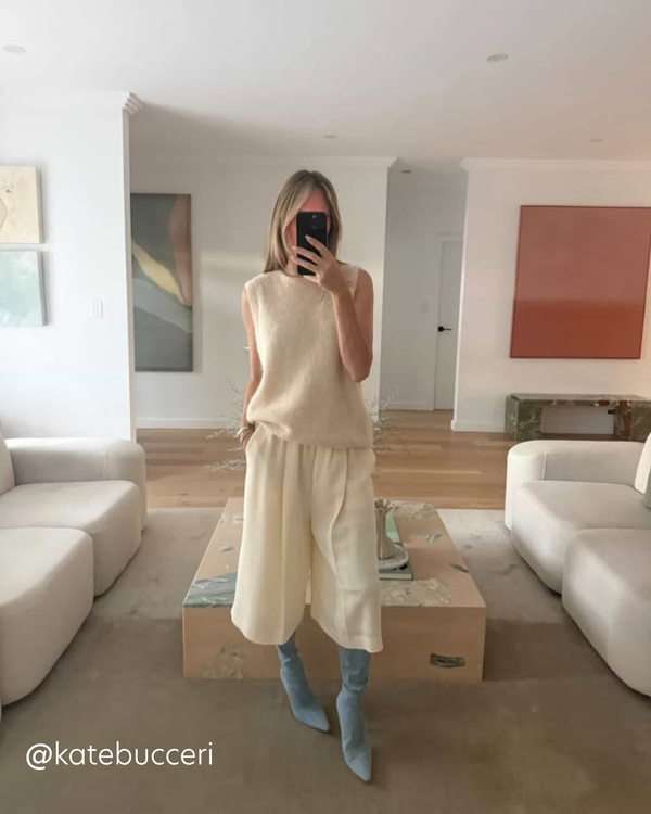 Pale Oat Brushed Crew Vest