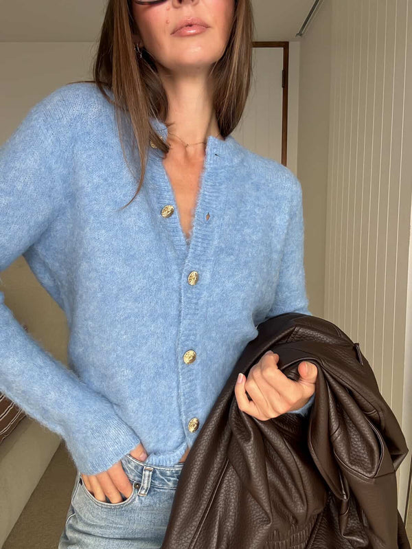 Blue Brushed Cardigan