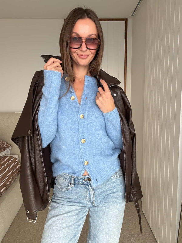 Blue Brushed Cardigan