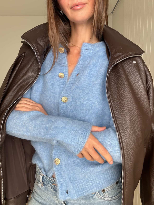Blue Brushed Cardigan