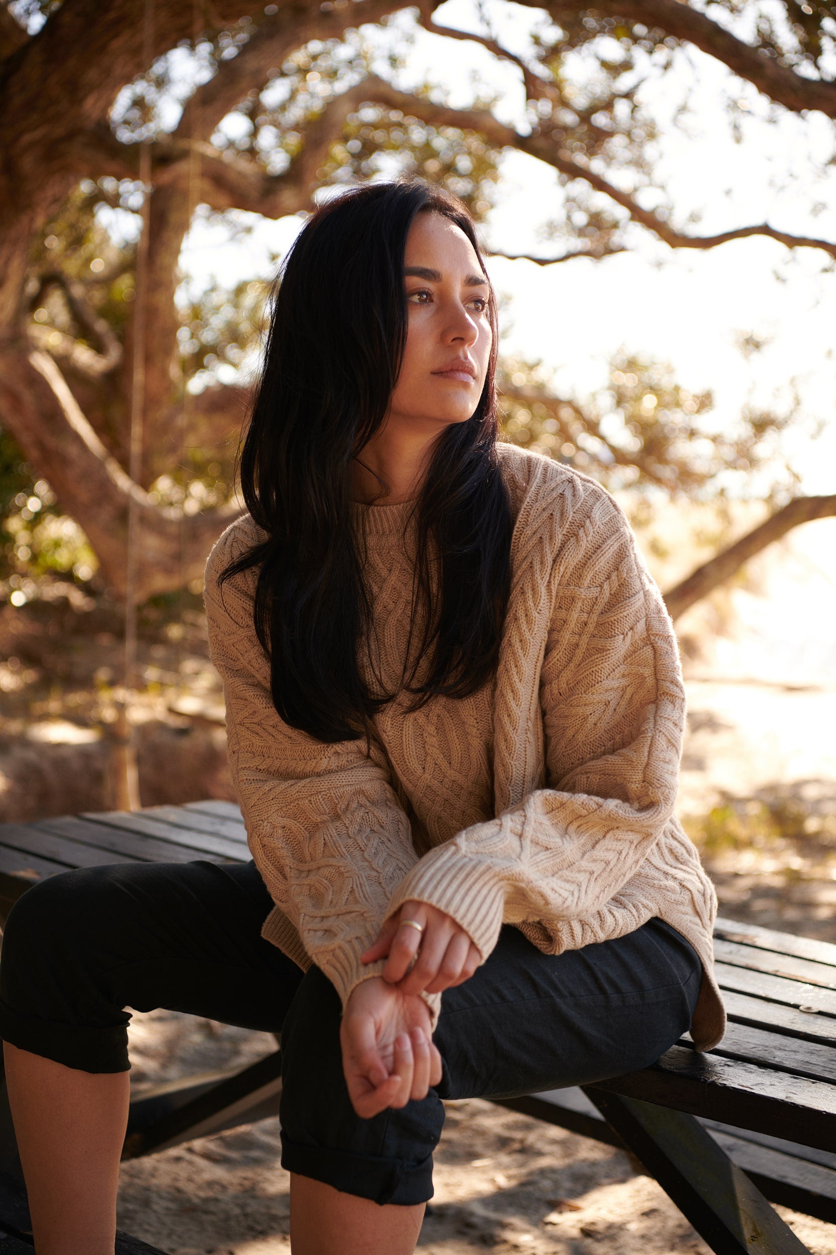 Pale Oat Merino Soft Touch Cable Pullover