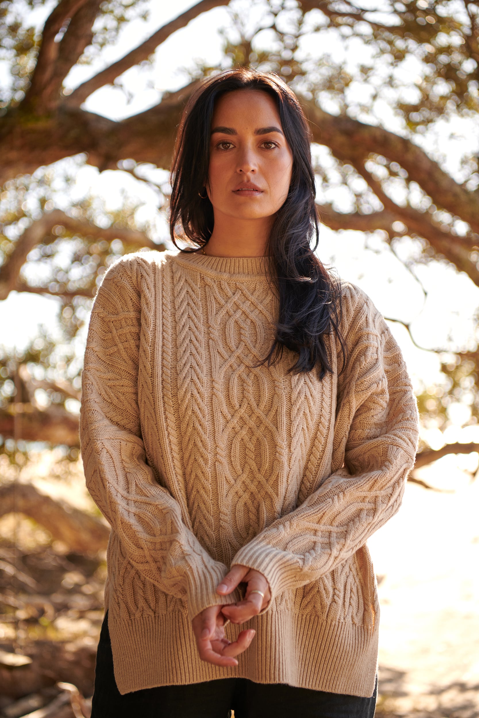 Pale Oat Merino Soft Touch Cable Pullover