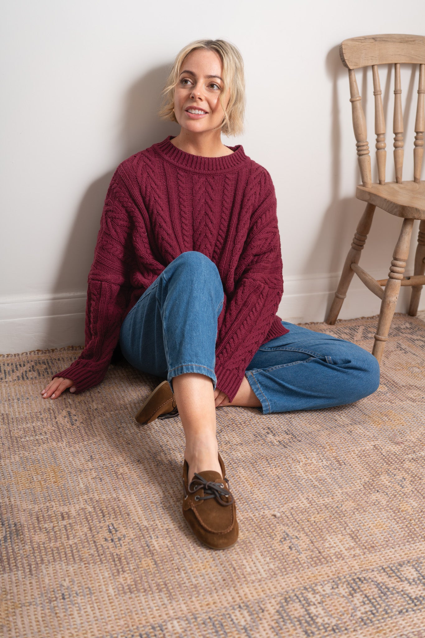 Plum Soft Touch Cable Pullover