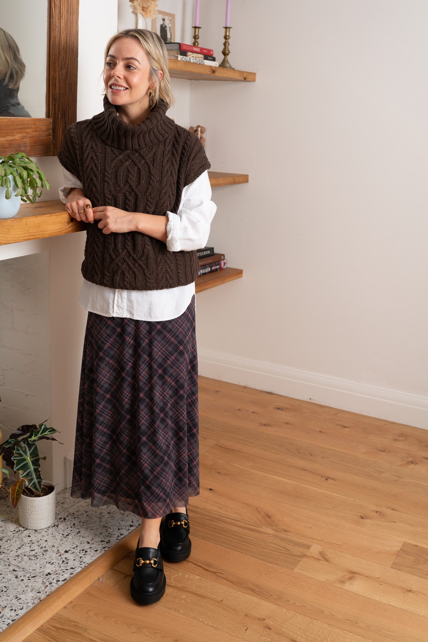 Chocolate Nova Sleeveless Roll Neck
