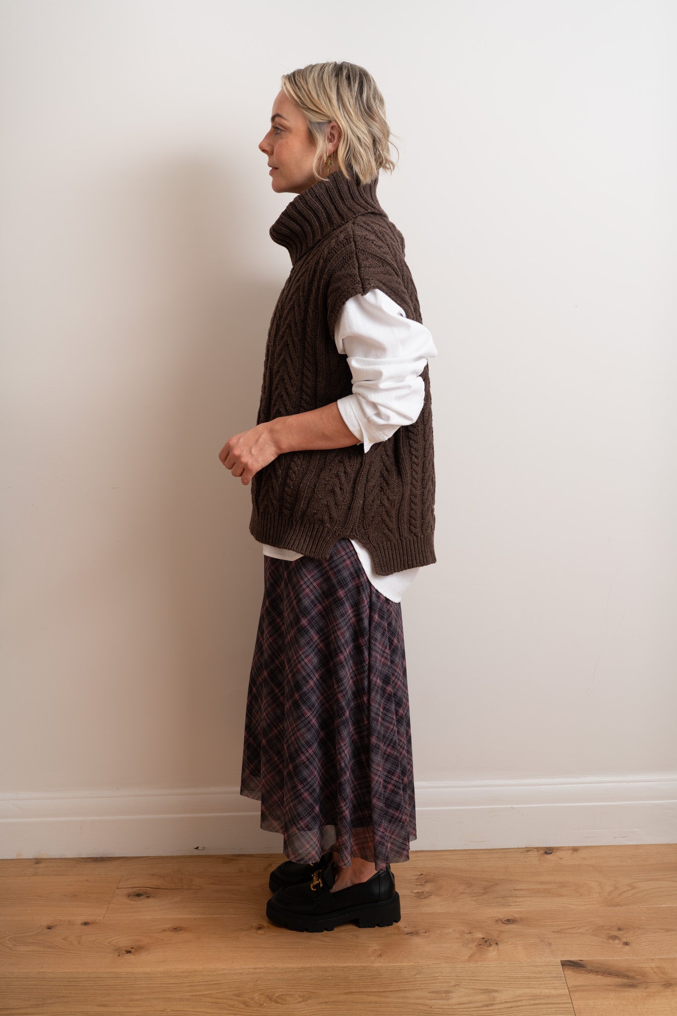 Chocolate Nova Sleeveless Roll Neck
