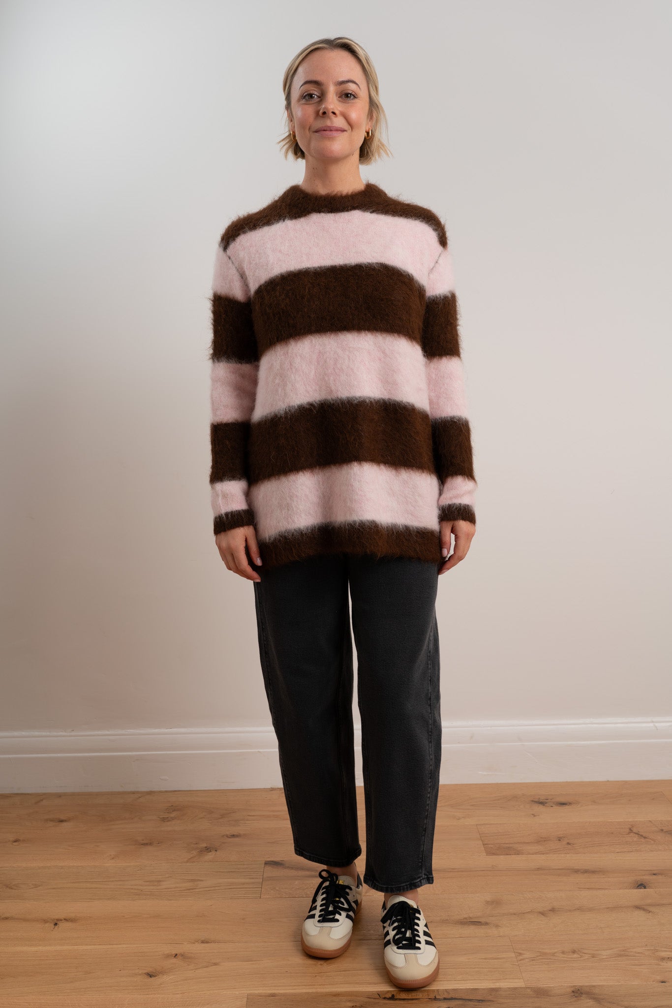 Chocolate/Pink Brushed Oversized pullover