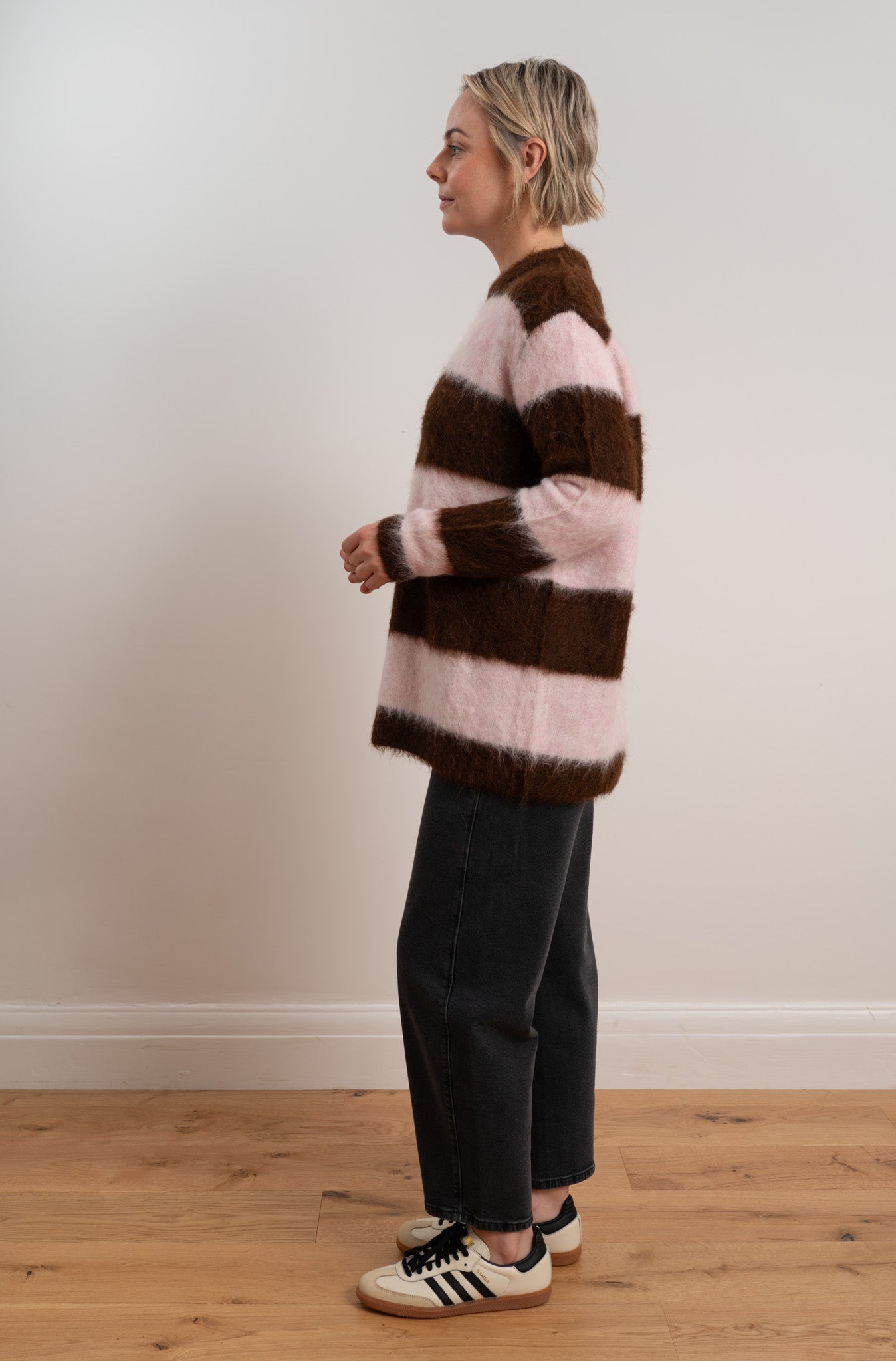 Chocolate/Pink Brushed Oversized pullover