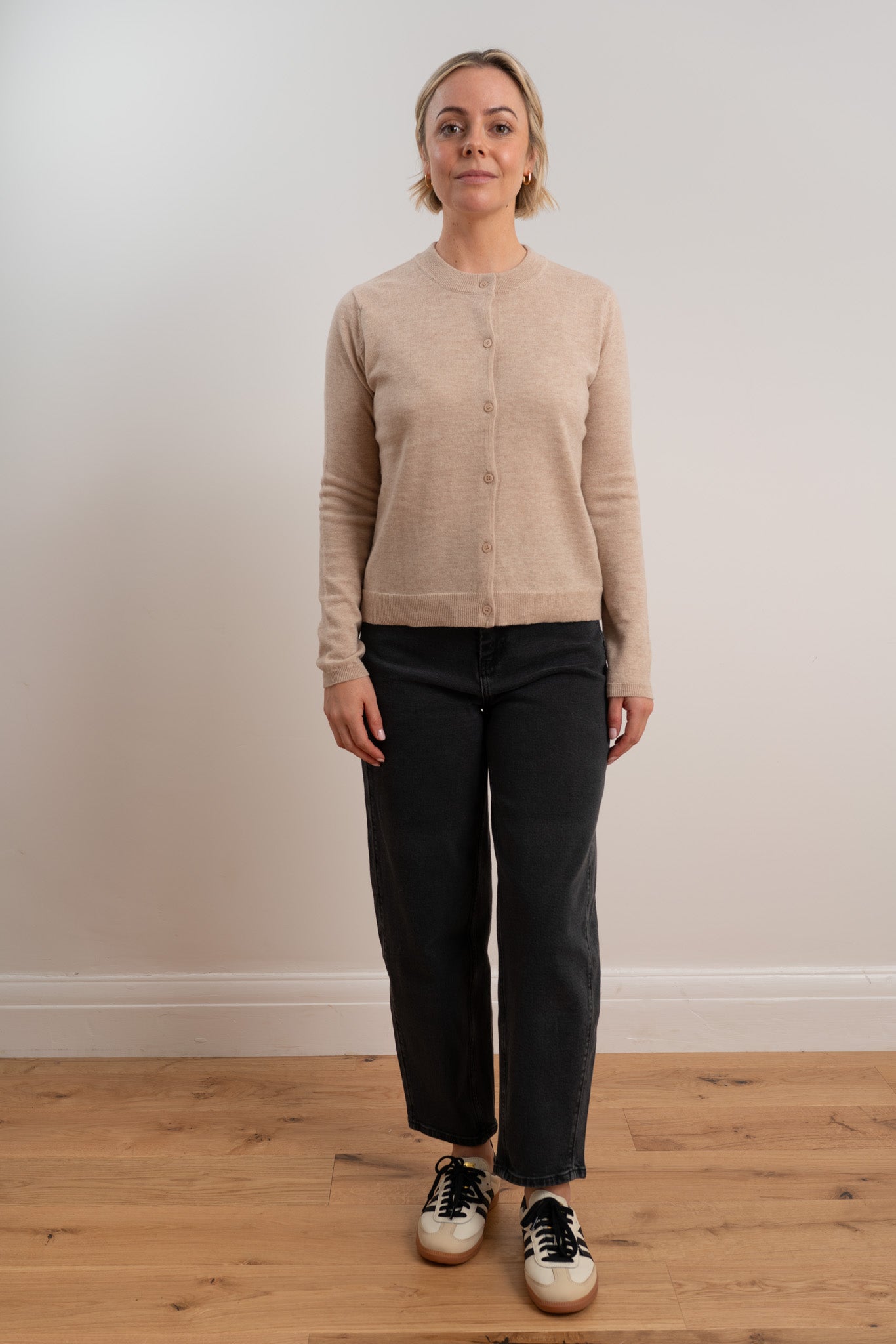 Pale Oat Merino Fine Cardigan