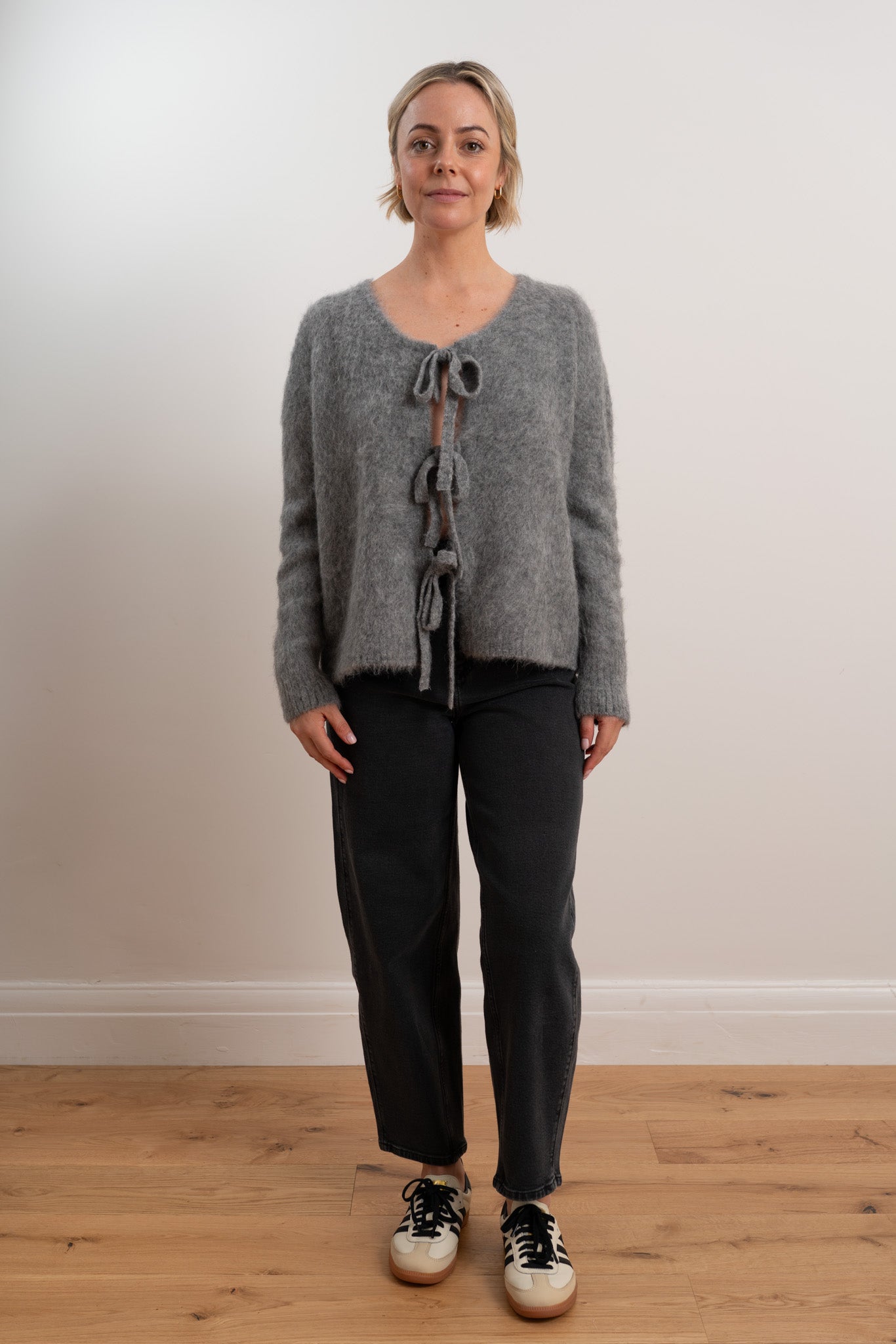 Charcoal Bow Cardigan