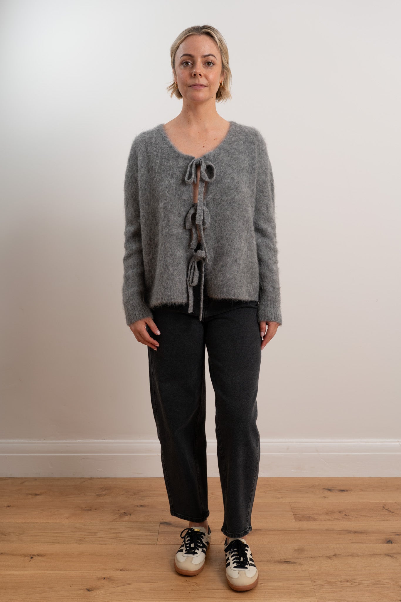 Charcoal Bow Cardigan