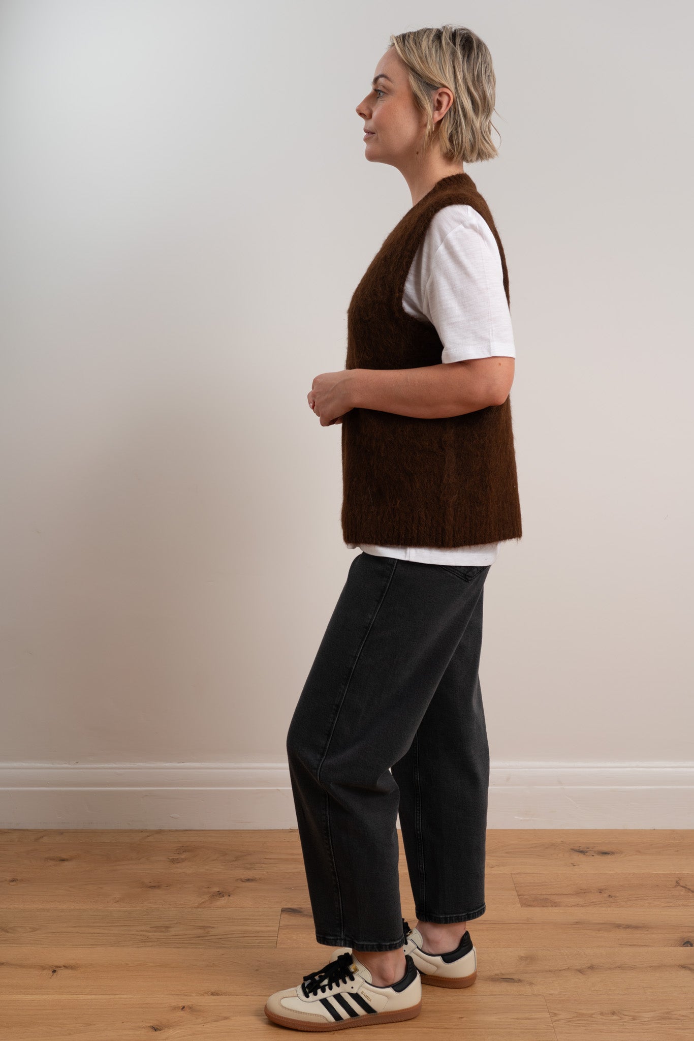 Chocolate Brushed Crew Vest